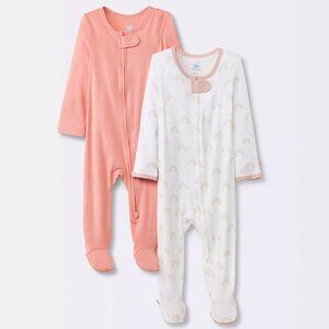 Cloud Island Newborn Girls' 2 pack Modal Sleep N' Play Footies/Onesie